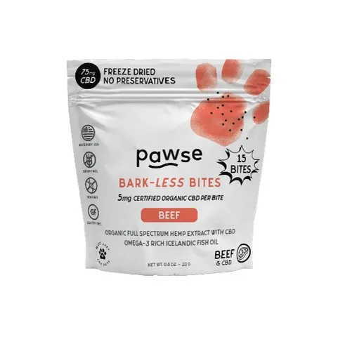 1ea 15pc Pawse 75mg Beef Bark-Less Bites - Healing/First Aid